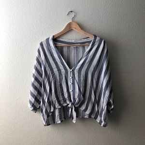 Blue Striped Loose Blouse